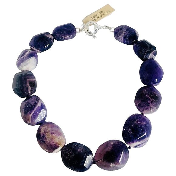 Ralph Lauren Purple Amethyst Chunky Necklace 18" Natural Stone 184 grams Bold - Picture 1 of 10